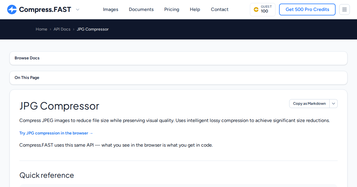 Compressor Api Codes JPG Compressor | Compress.Fast API