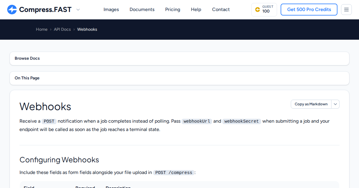 Webhooks | Compress.Fast API