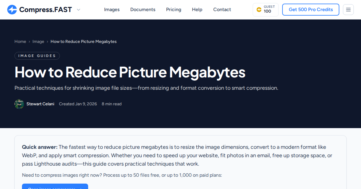 How to Reduce Picture Megabytes